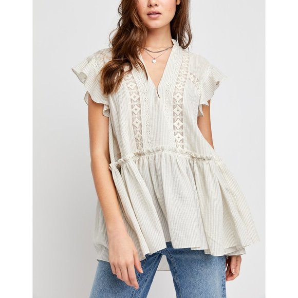 🎉LAST CHANCE🎉 NWT Free People Baby Blues Tunic / Cream Combo - Picture 4 of 9